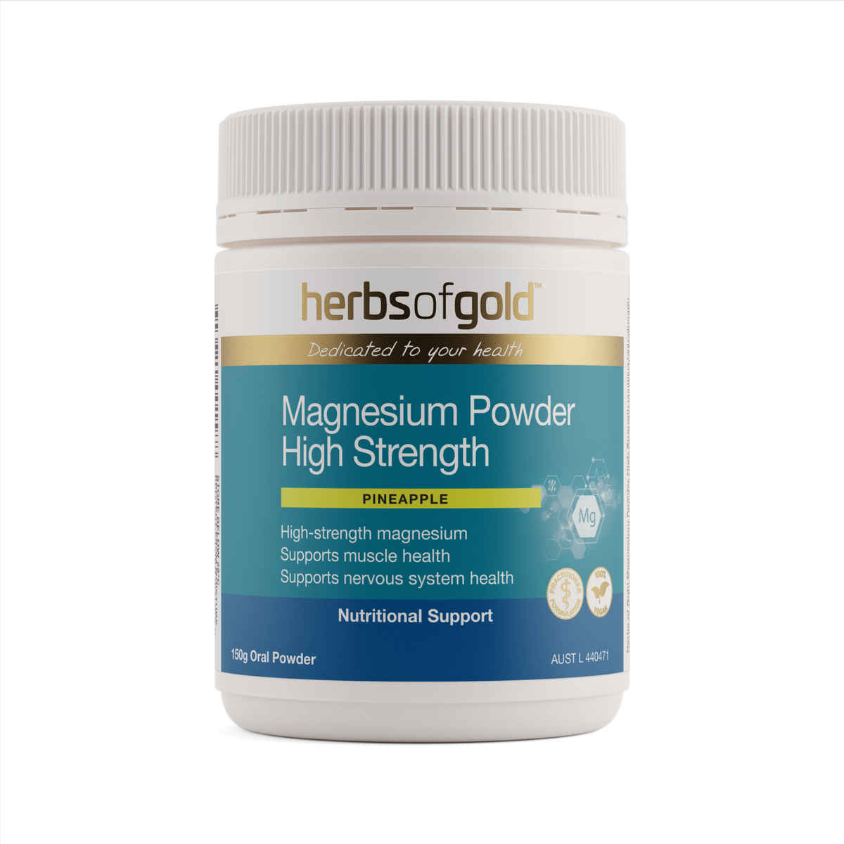 Herbs of Gold Magnesium Powder High Strength Pineapple Oral Powder 150g
