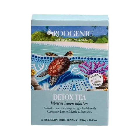 ROOGENIC AUSTRALIAN WELLNESS DETOX TEA HIBISCUS LEMON INFUSION X 8 TEABAGS