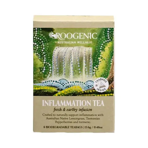 ROOGENIC AUSTRALIAN WELLNESS INFLAMMATION TEA FRESH & EARTHY INFUSION X 8 TEABAGS