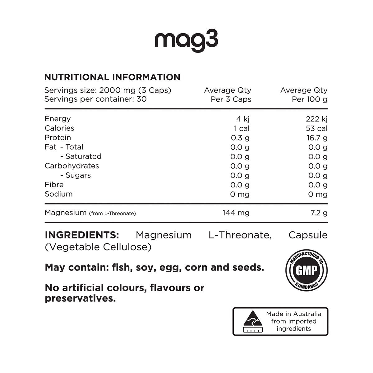 Switch Nutrition Mag3 100% Magnesium L-Threonate 90 capsules