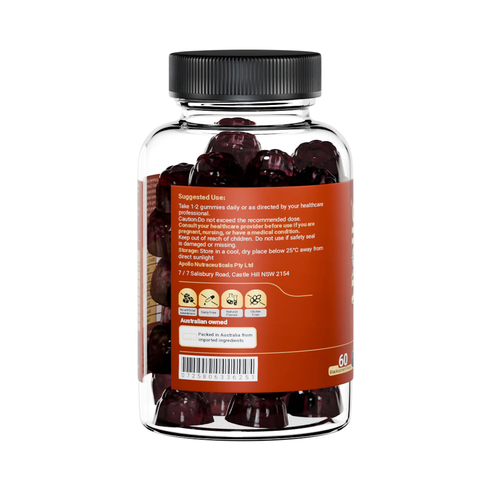 APOLLO BLACK SEED OIL GUMMIES BLACKCURRANT 60PK