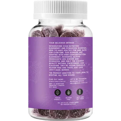 CHUU NUTRITION
Elderberry and Echinacea Gummies 99% Sugar Free 40pcs