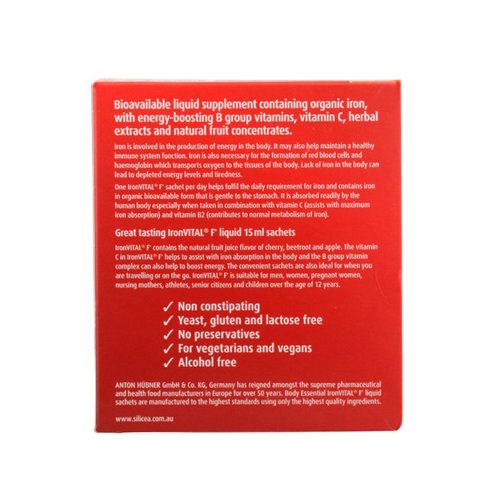 Silicea Body Essential Iron VITAL F+ (15mg Iron) Sachets 15ml x 30 Pack