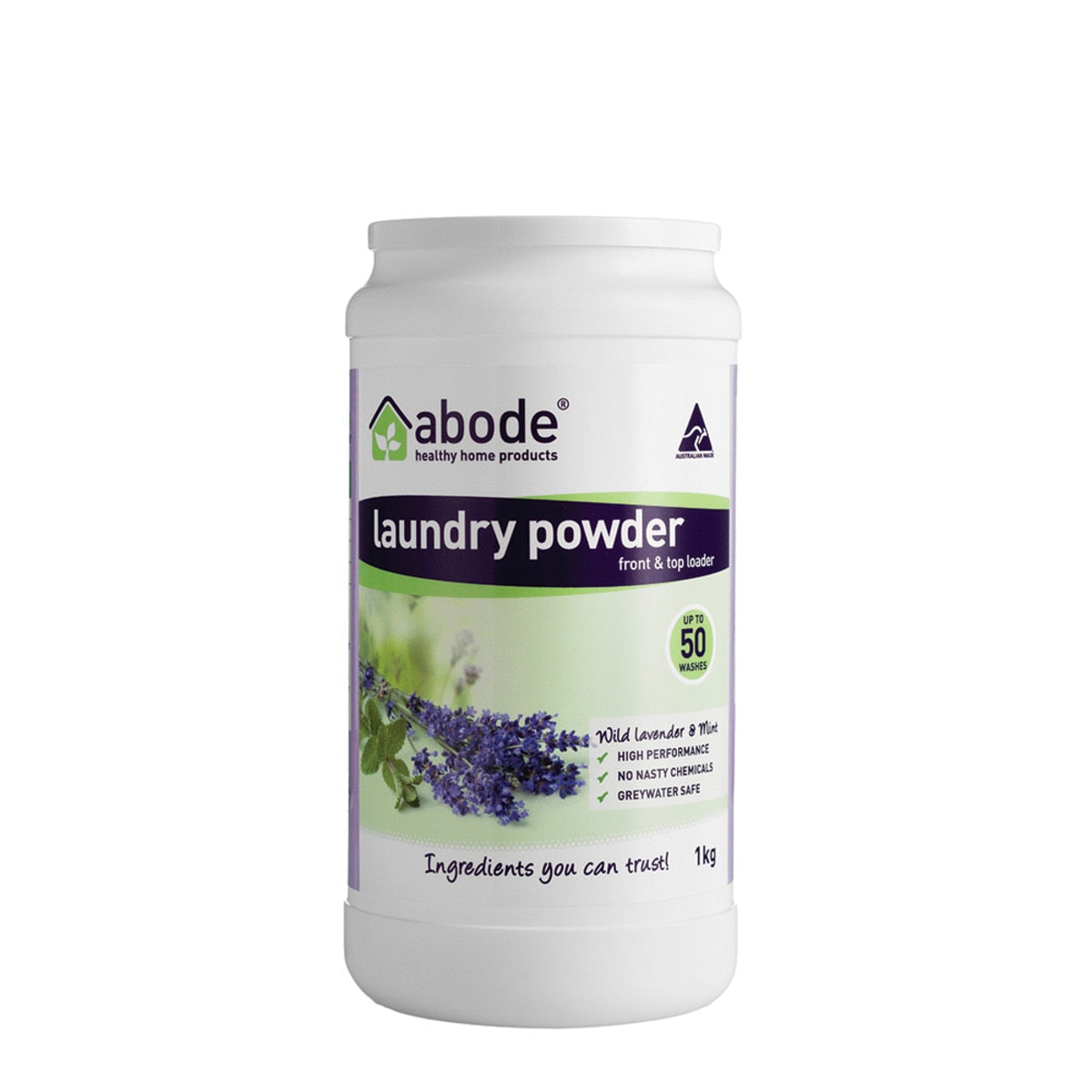 ABODE Laundry Powder (Front & Top Loader) Wild Lavender & Mint 1kg