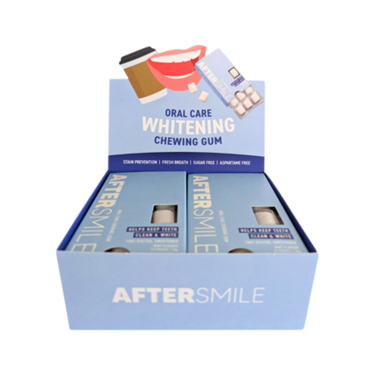 AFTERSMILE Xylitol Whitening Oral Care Chewing Gum (Clean & White Teeth) Mint 10 piece
