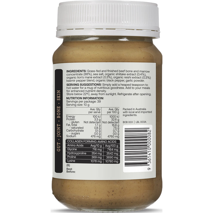 Best of the Bone Bone Broth Beef Concentrate Healing Mushrooms Organic Lion's Mane Reishi Shiitake 390g