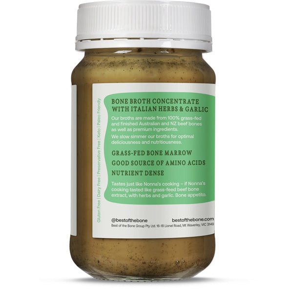 Best of the Bone: Bone Broth Beef Concentrate Organic Italian Herbs & Garlic 390g