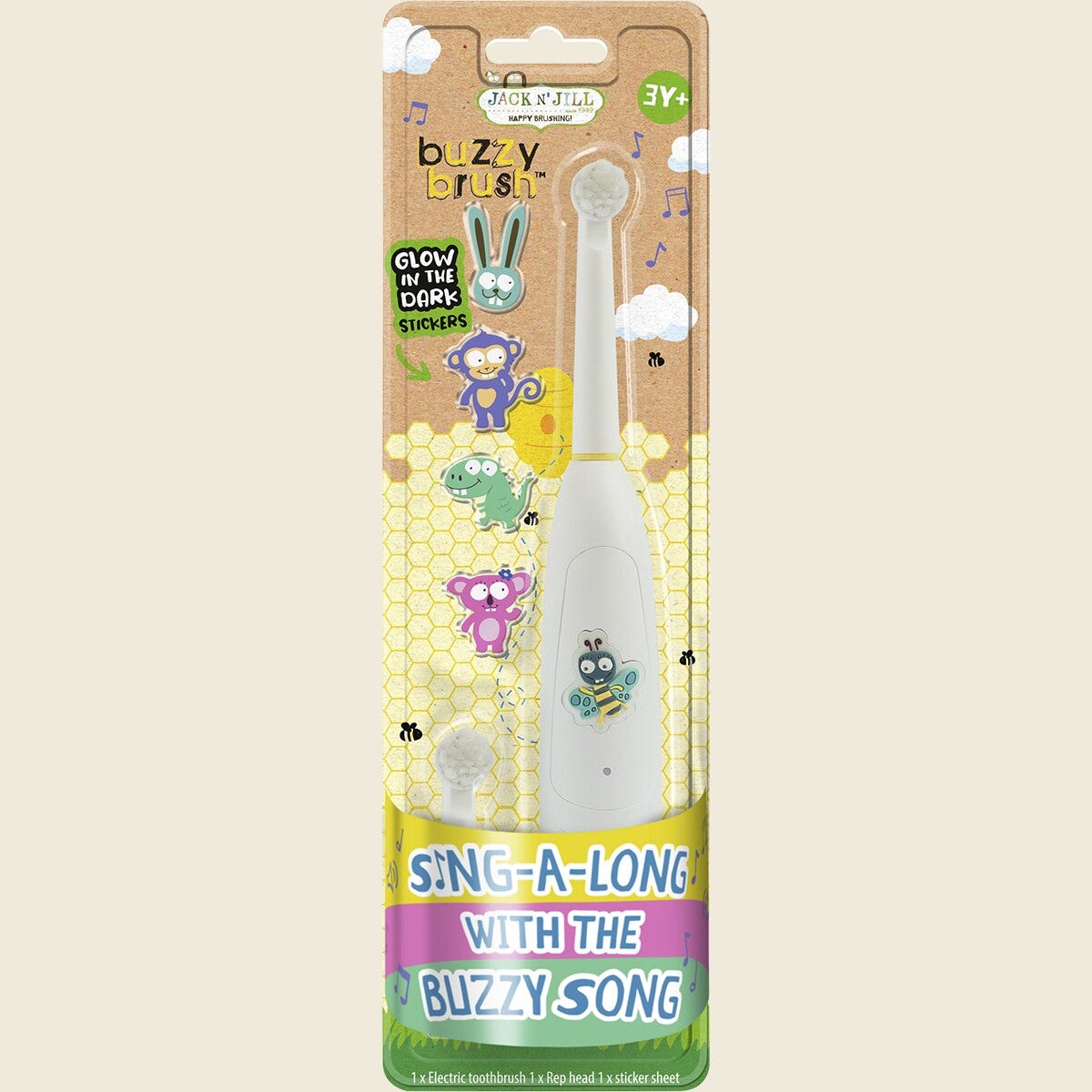 Jack N' Jill Electric Musical Toothbrush Buzzy Brush 3 Years +