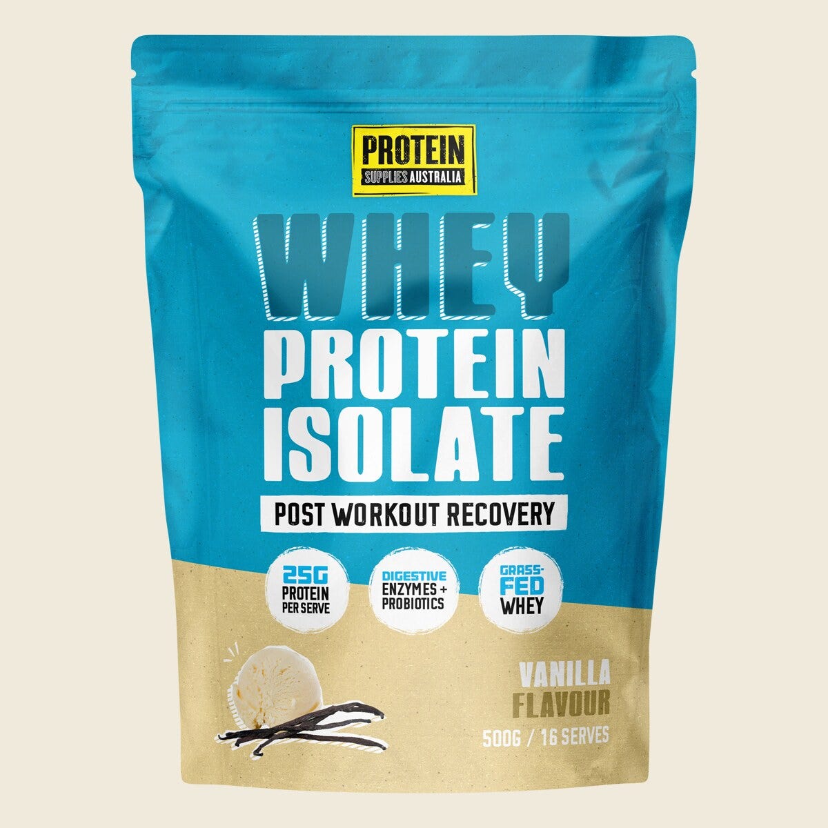Protein Supplies Australia WPI Whey Protein Isolate Vanilla 500g