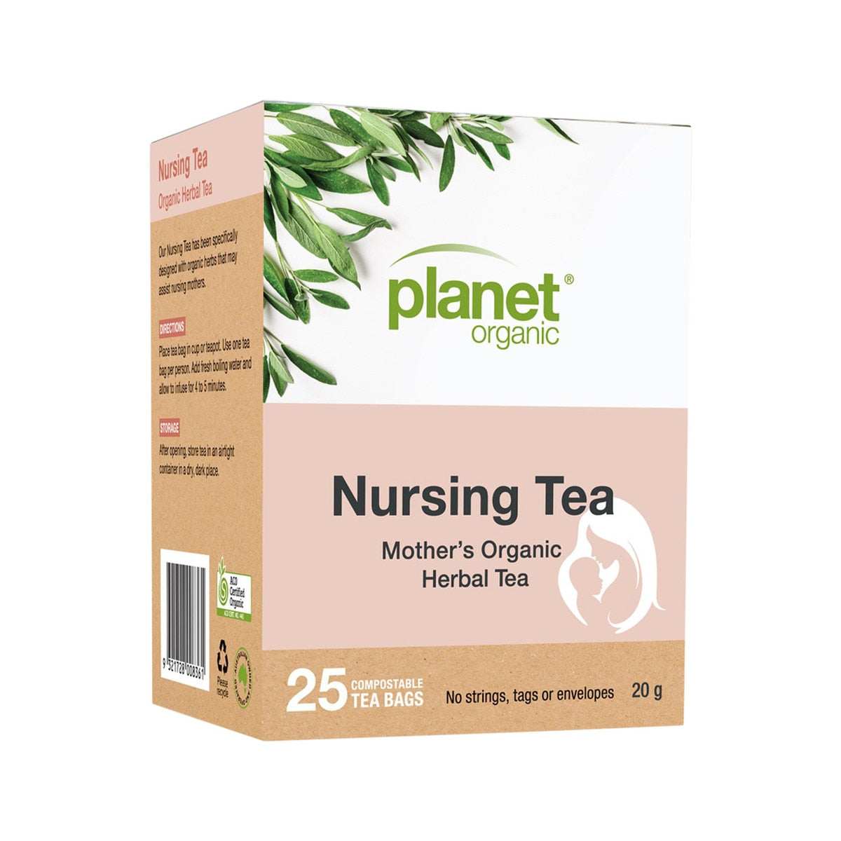 PLANET ORGANIC Mother's Organic Herbal Tea Nursing Tea x 25 Tea Bags