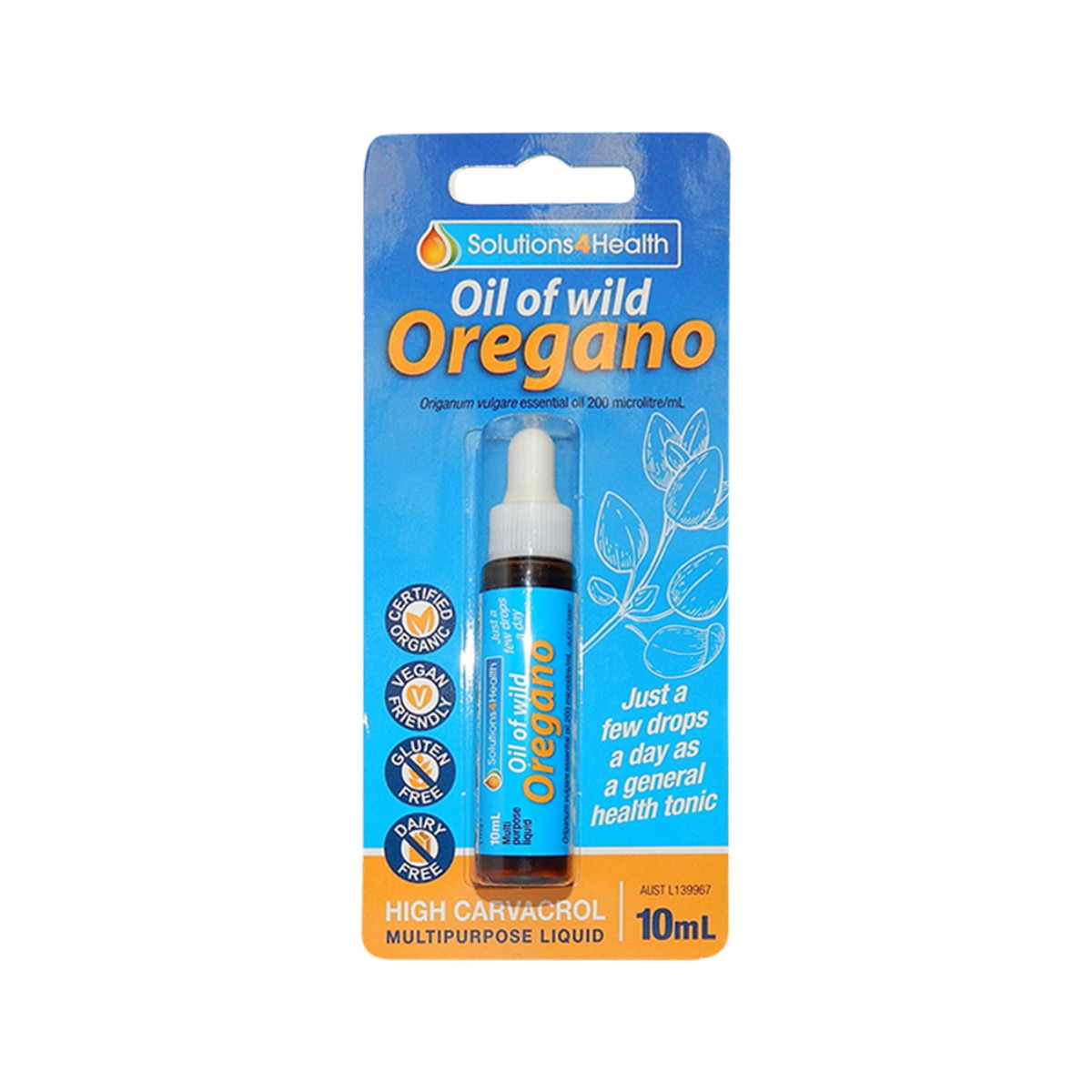 SOLUTIONS FOR HEALTH Organic Oil of Wild Oregano 10ml